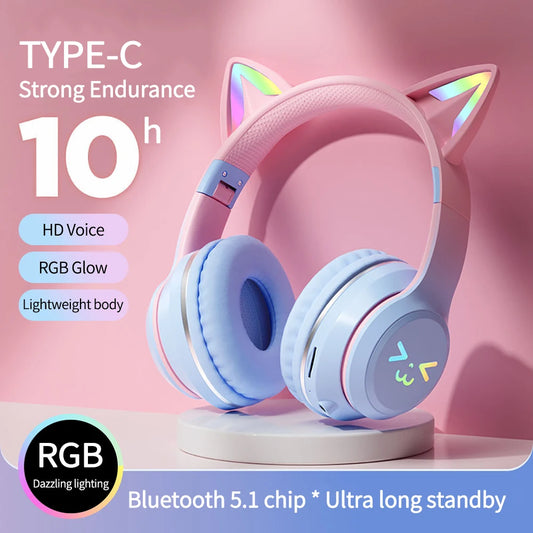 Gradient wireless Headphones RGB Bluetooth Earphones with microphone