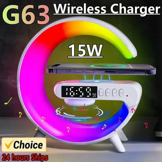 Multifunction Wireless Charger Pad Stand Speaker RGB Night Light Fast Charging Station for iPhone Samsung