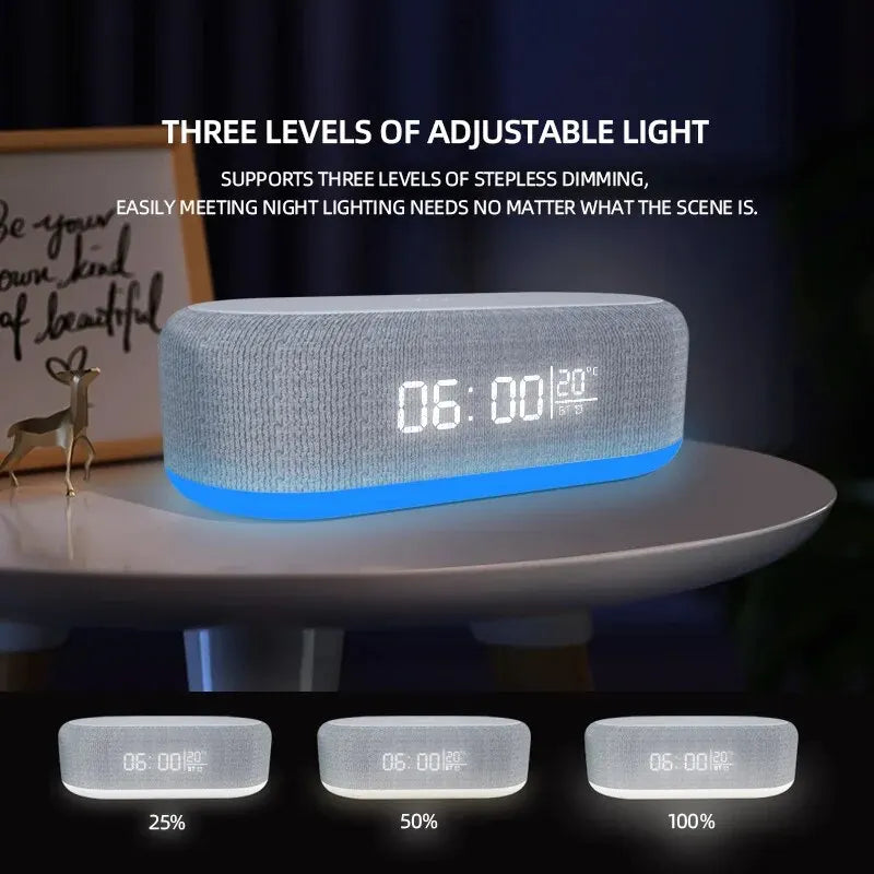 Bluetooth Speaker Stereo Loudspeaker Wireless Charger Pad Led Light Alarm Clock Fast Wireless Charging for iPhone