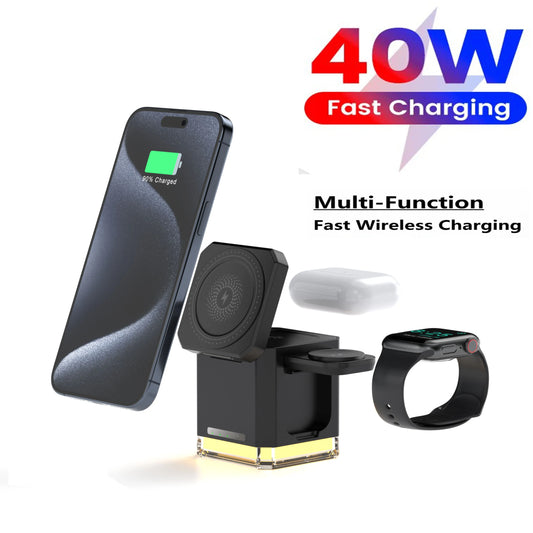 40W 4 in 1 Magnetic Wireless Charger For Apple Watch AirPods Pro 3 2 iPhone 14 13 12 ProMax/ Samsung