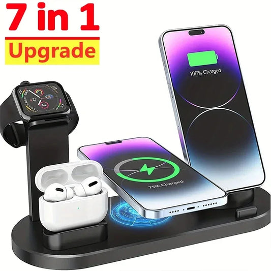 7 In 1 Wireless Charger Pad For iPhones/ Apple Watch Airpods Desk Phone Chargers