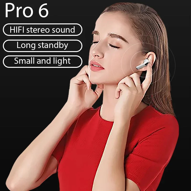 Original Pro6 TWS Wireless Bluetooth Earphones Headphones Mini Fone Earphone