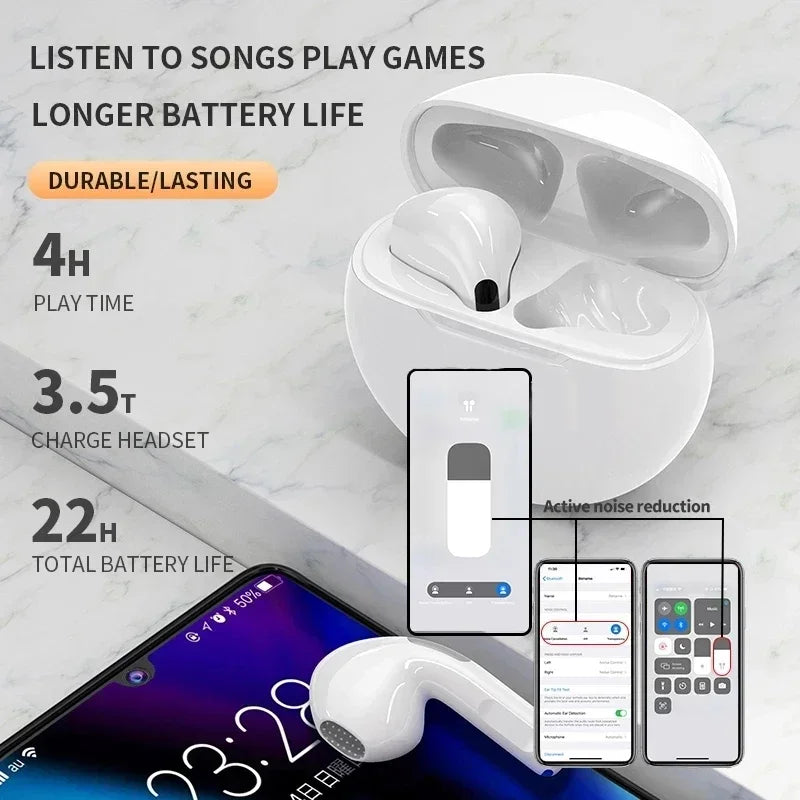 Original Pro6 TWS Wireless Bluetooth Earphones Headphones Mini Fone Earphone