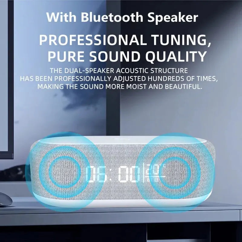 Bluetooth Speaker Stereo Loudspeaker Wireless Charger Pad Led Light Alarm Clock Fast Wireless Charging for iPhone