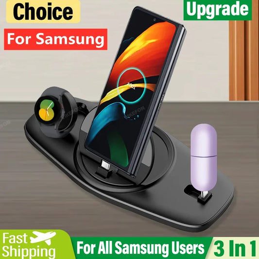 Fast Wireless Charger Stand For Samsung Galaxy S24 S23 Watch 5 4 Active 2/1 Buds Z